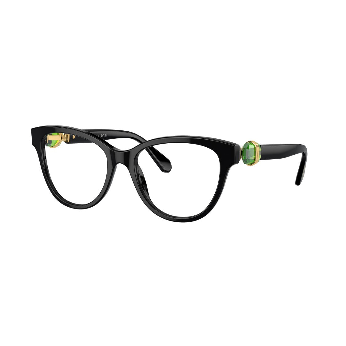 Swarovski Cat-Eye Sunglasses With Green Crystal Accents