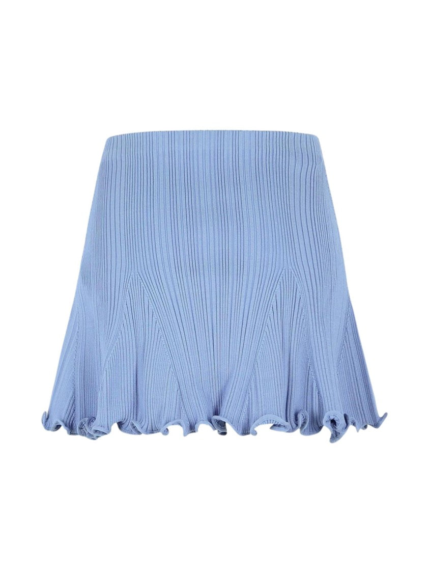 Self-Portrait Light Blue Decorative Buttons Mini Skirt