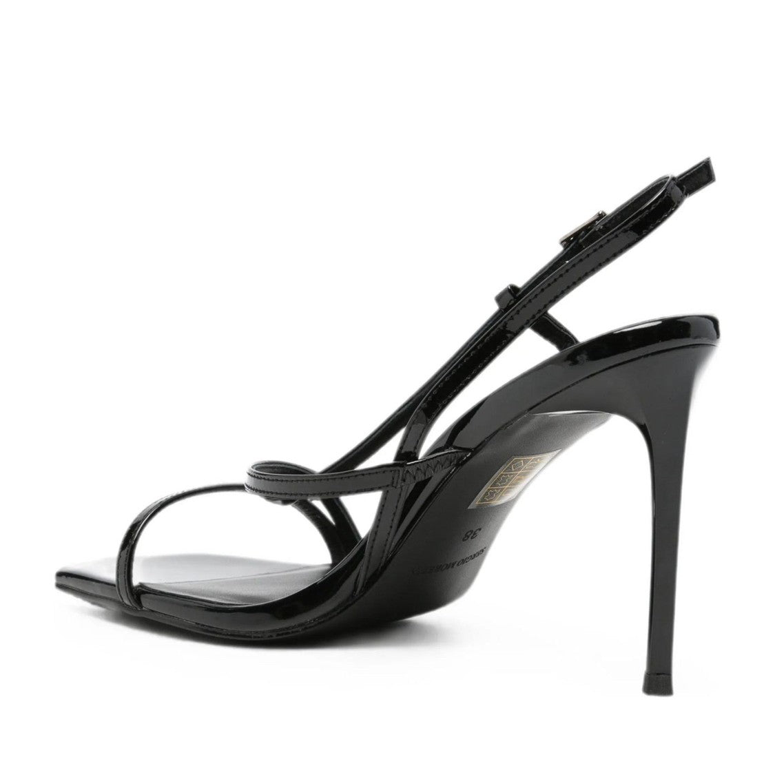 Sergio Moretti Black High-Heeled Patent Leather Sandals