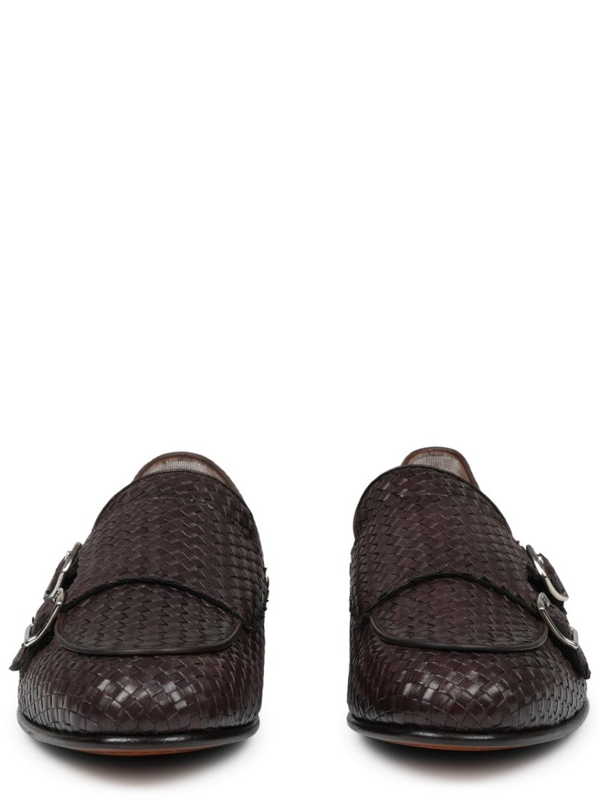 Mille885 Woven Leather Loafers With Double Silver Buckle Detail