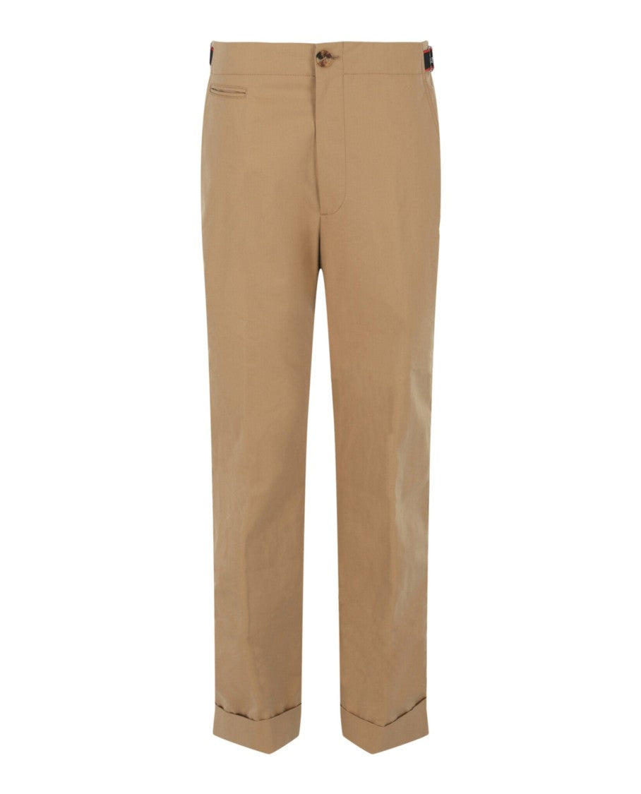Alexander Mcqueen Mid Rise Twill Chino Pants With Adjustable Waist