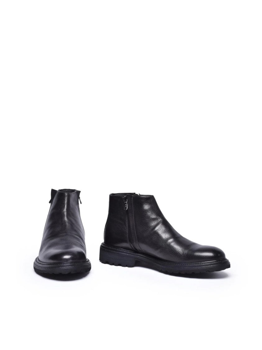 Migliore Black Leather Rubber Men's Leather Ankle Boot