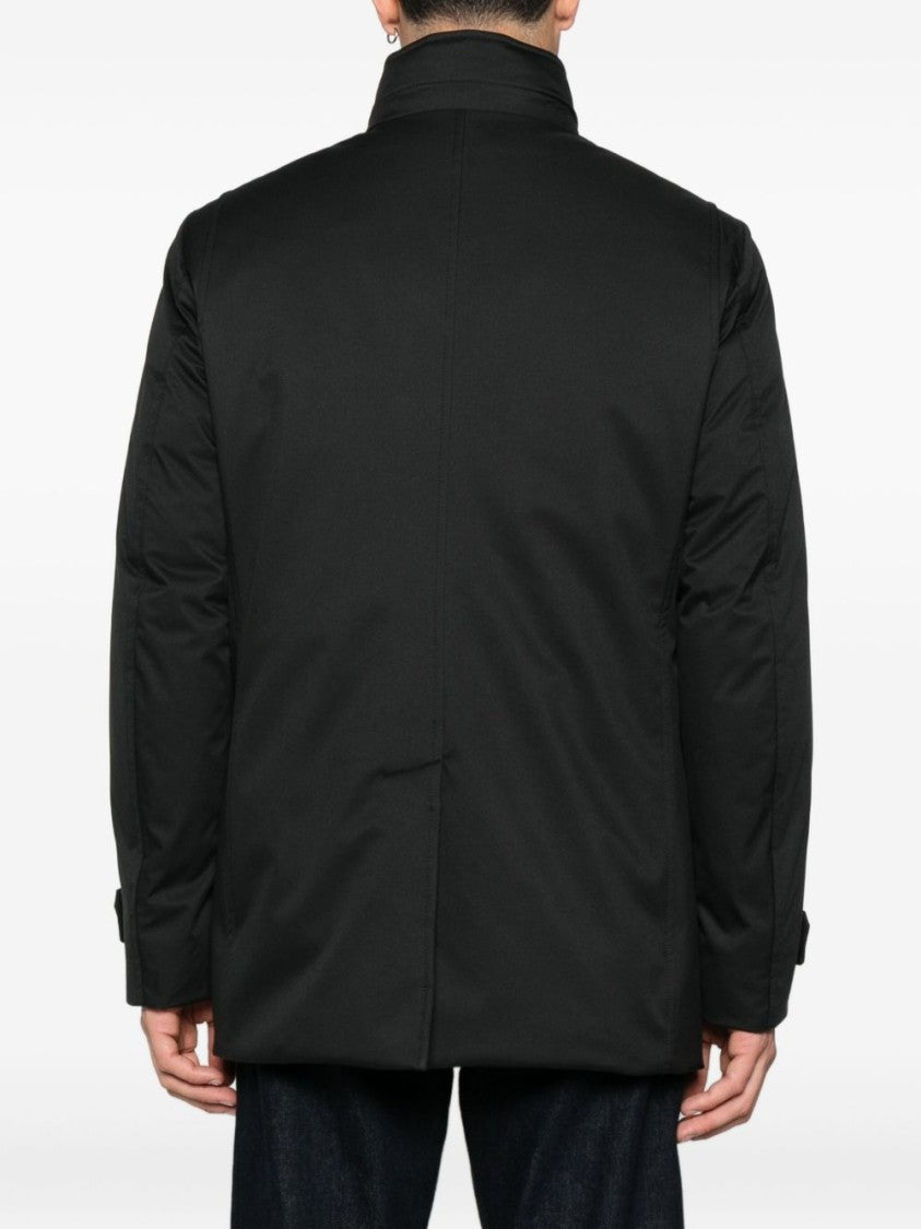 Moorer Tailored Black Coat With Concealed Closure