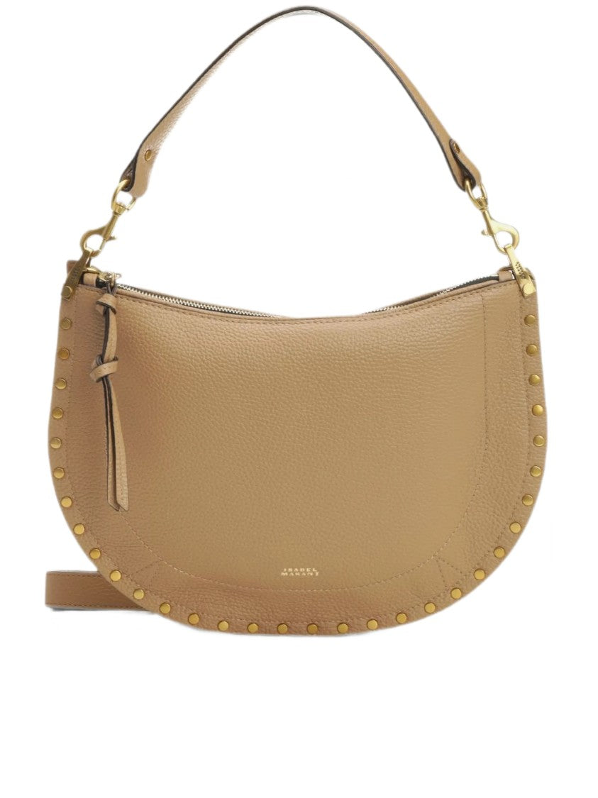 Isabel Marant Crescent-Shaped Pebbled Shoulder Bag With Gold-Tone Studs