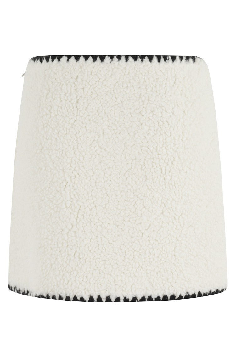 Ermanno Firenze Textured Mini Skirt In Teddy Fabric