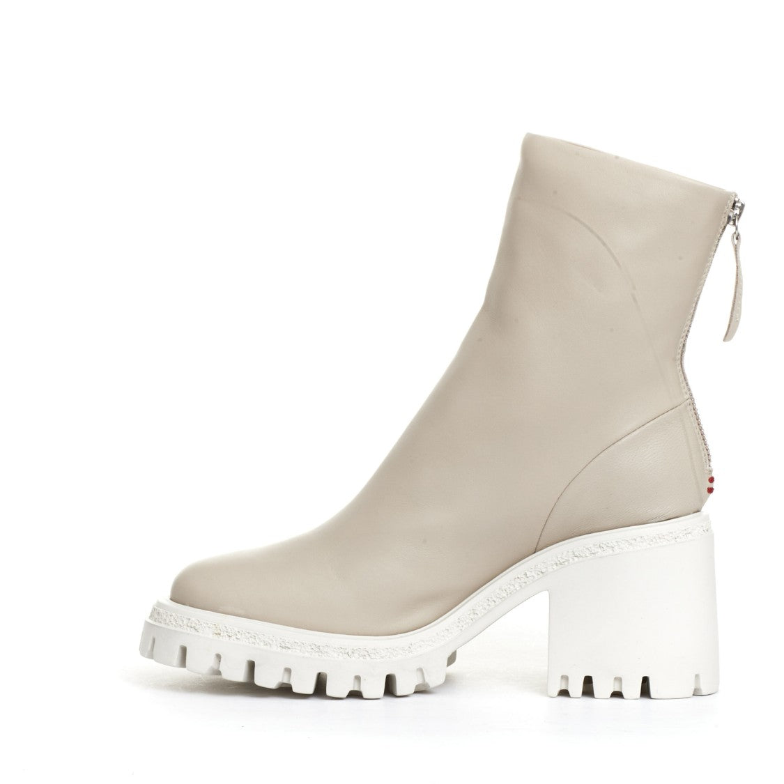 Halmanera Creamy Leather Ankle Boot With Chunky Block Heel