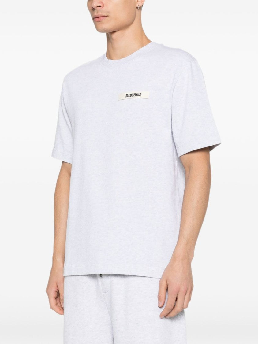 Jacquemus Casual Grey Logo Patch Round T-Shirt
