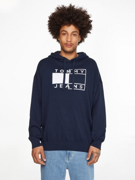 Tommy Jeans Navy Blue Graphic Hoodie With Adjustable Drawstring
