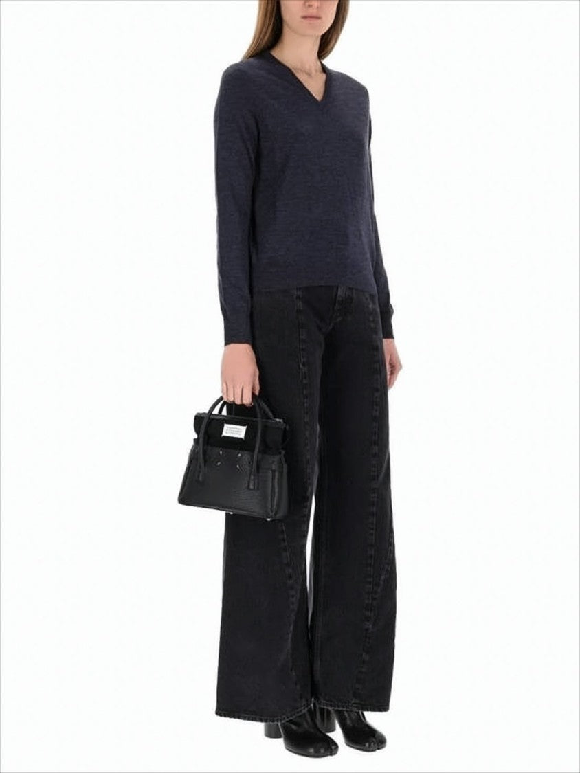 Maison Margiela Relaxed-Fit V-Neck Sweater With Subtle Stitching Details