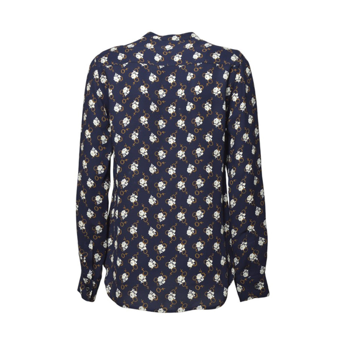 Aspesi Blouse Korean Collar Viscose Blue Floral Print