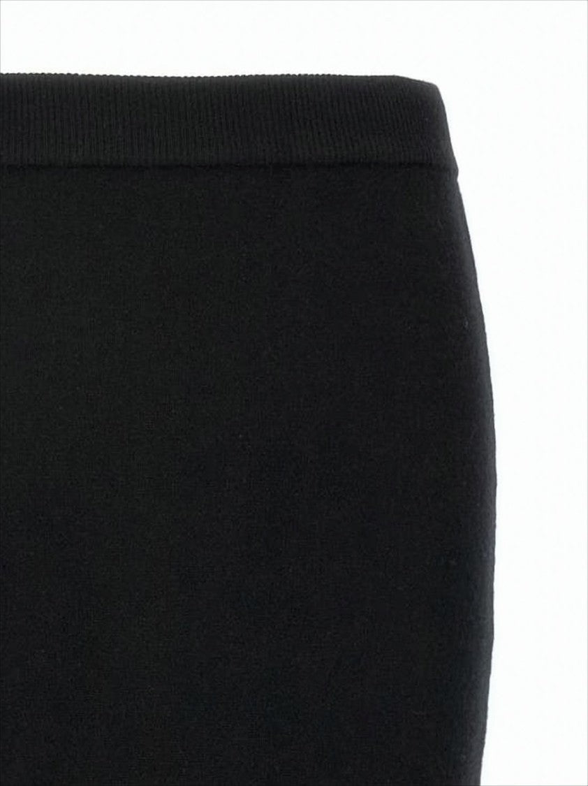 Vivienne Westwood Black Cashmere-Wool Midi Skirt With Ribbed Waistband