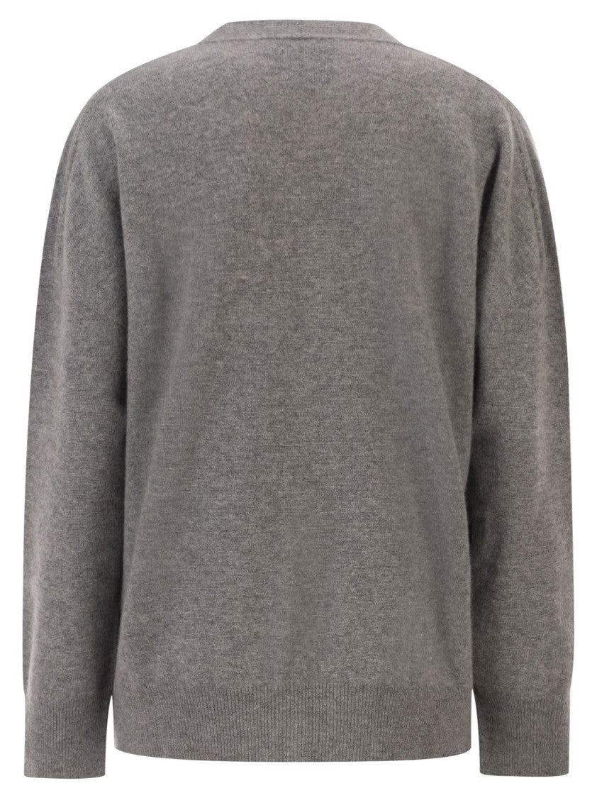 Vanisé V-Neck Cashmere Cardigan With Dropped Shoulders