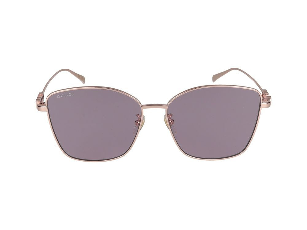 Gucci Gold Violet-Tinted Lenses Metal Frame Sunglasses