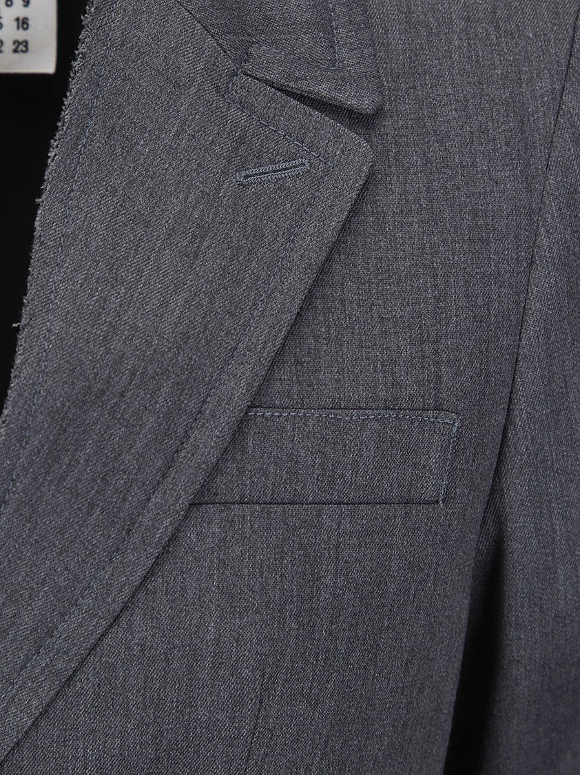 Mm6 By Maison Margiela Short Tailored Jacket With Raw-Cut Collar