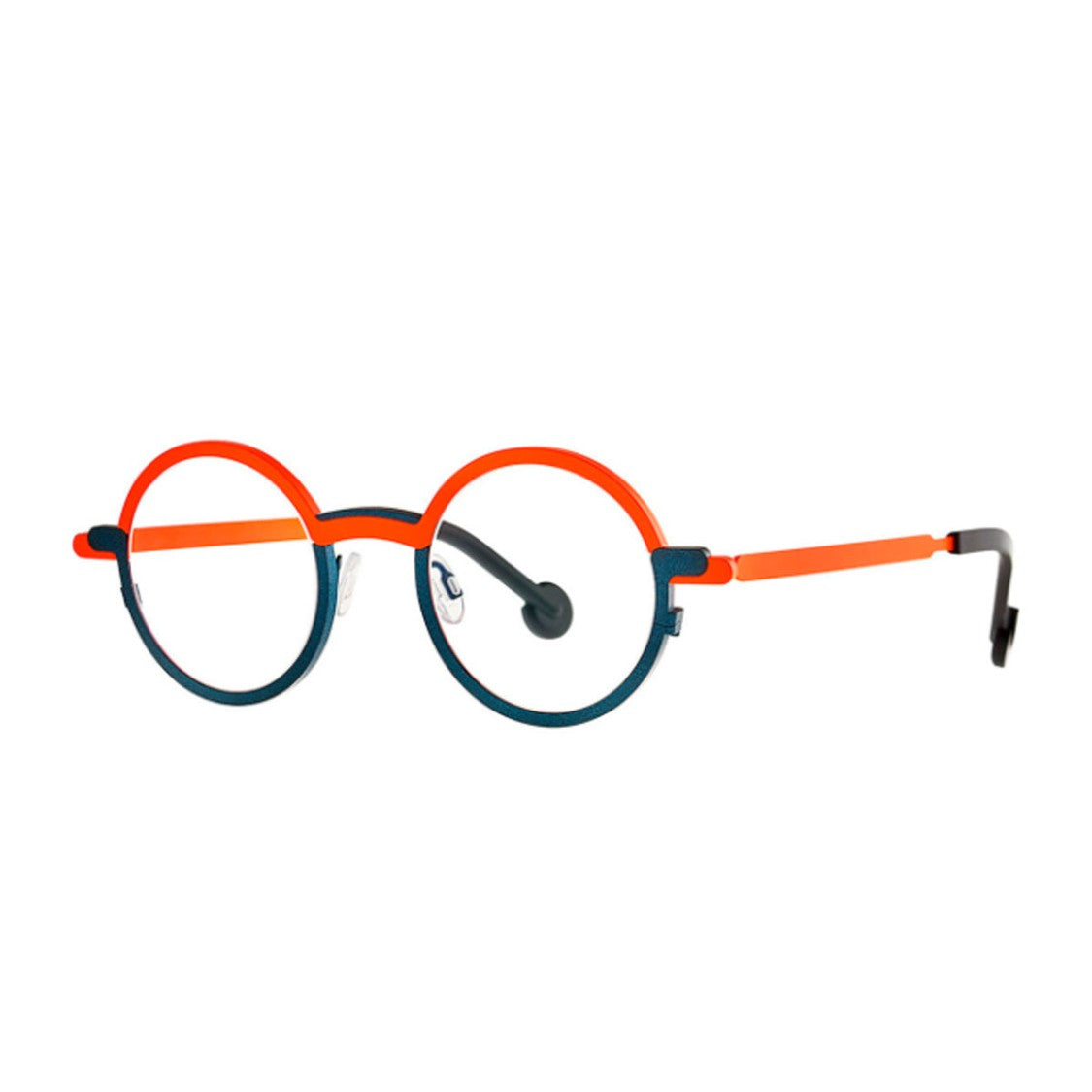 Theo Eyewear Orange/Grey Shinjuku Titanium Round Sunglasses