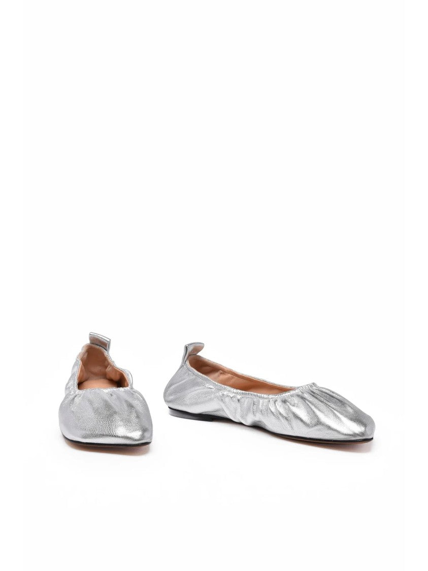 Niccolò Pasqualetti Silver Asymmetrical Lambskin Ballerinas