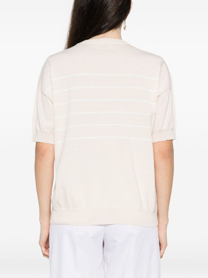 Peserico Light Pink Relaxed-Fit Ribbed T-Shirt