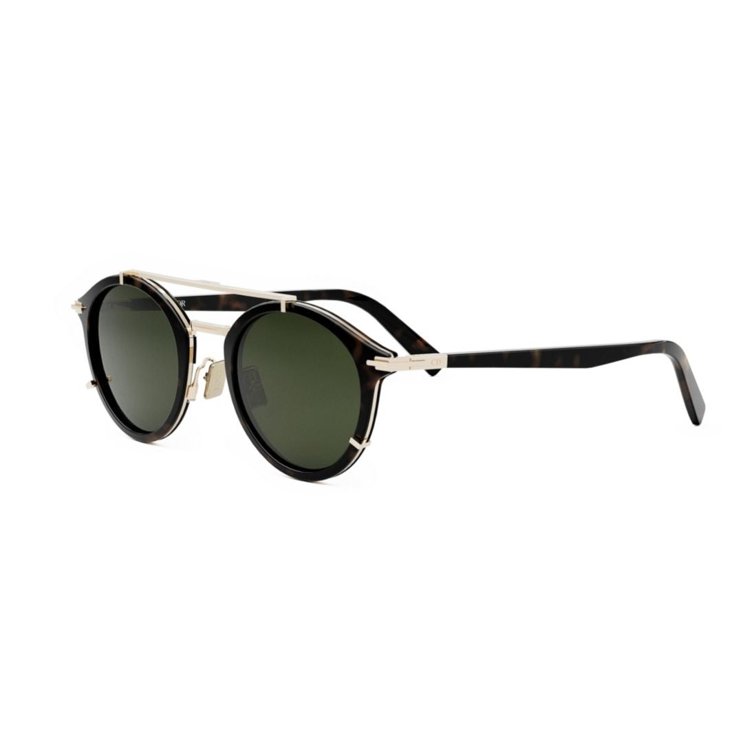 Dior Tortoiseshell Diorblacksuit Round Gold Accent Sunglasses