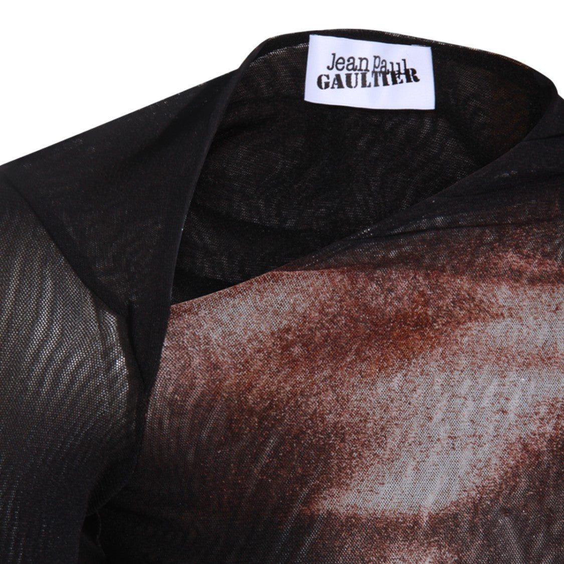 Jean Paul Gaultier Long-Sleeve Black Dress With Sheer Mesh Design