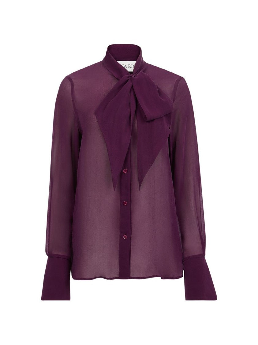Nina Ricci Lightweight Sheer Blouse With Bow Tie Detail