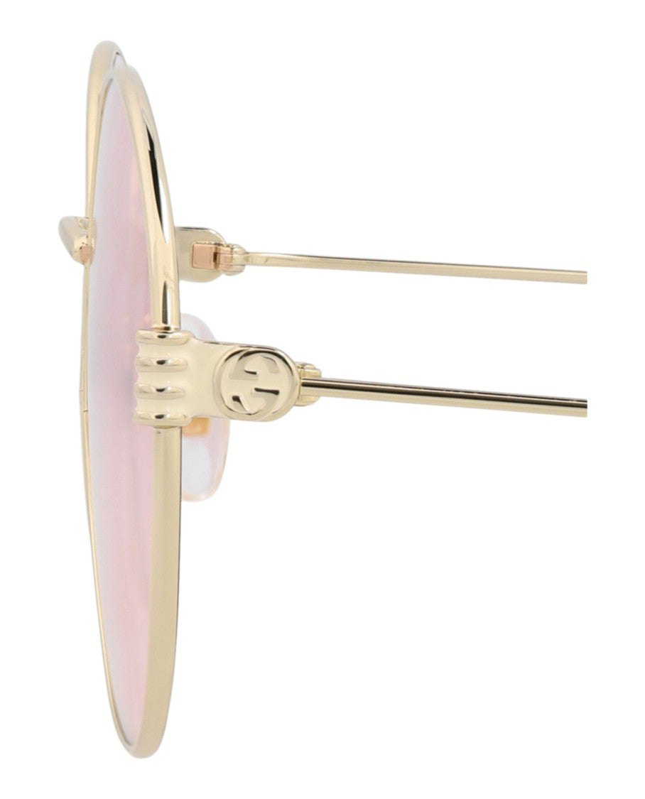 Gucci Round-Frame Metal Sunglasses
