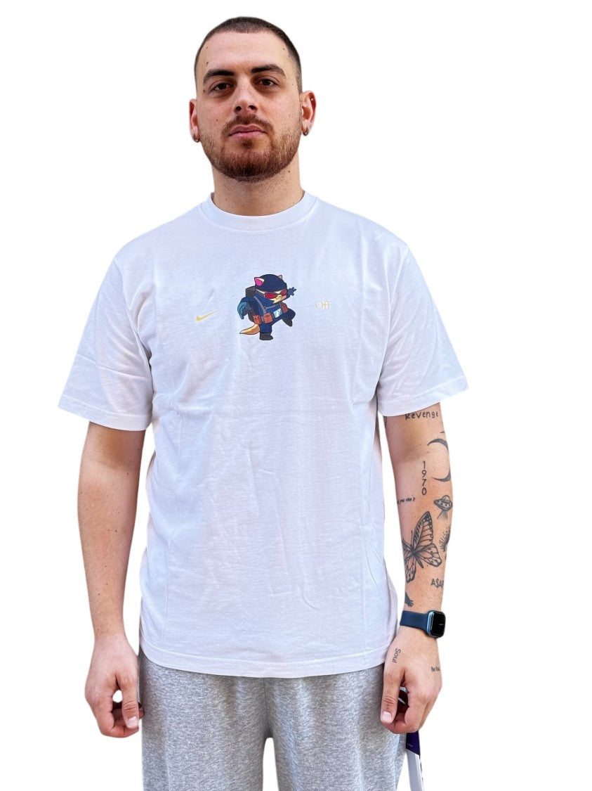Nike X Off-White Artistic Cartoon Graphic T-Shirt With Metallic Accents