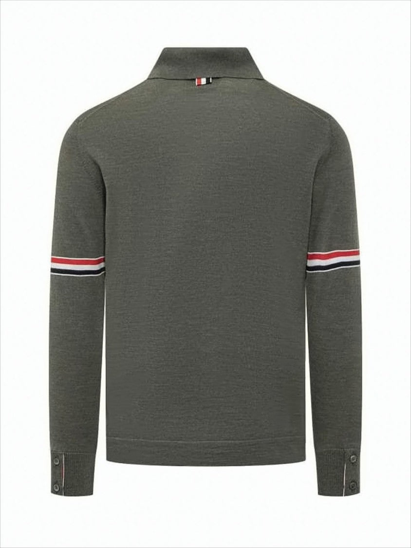 Thom Browne Tailored Wool Cardigan With Striped Accents