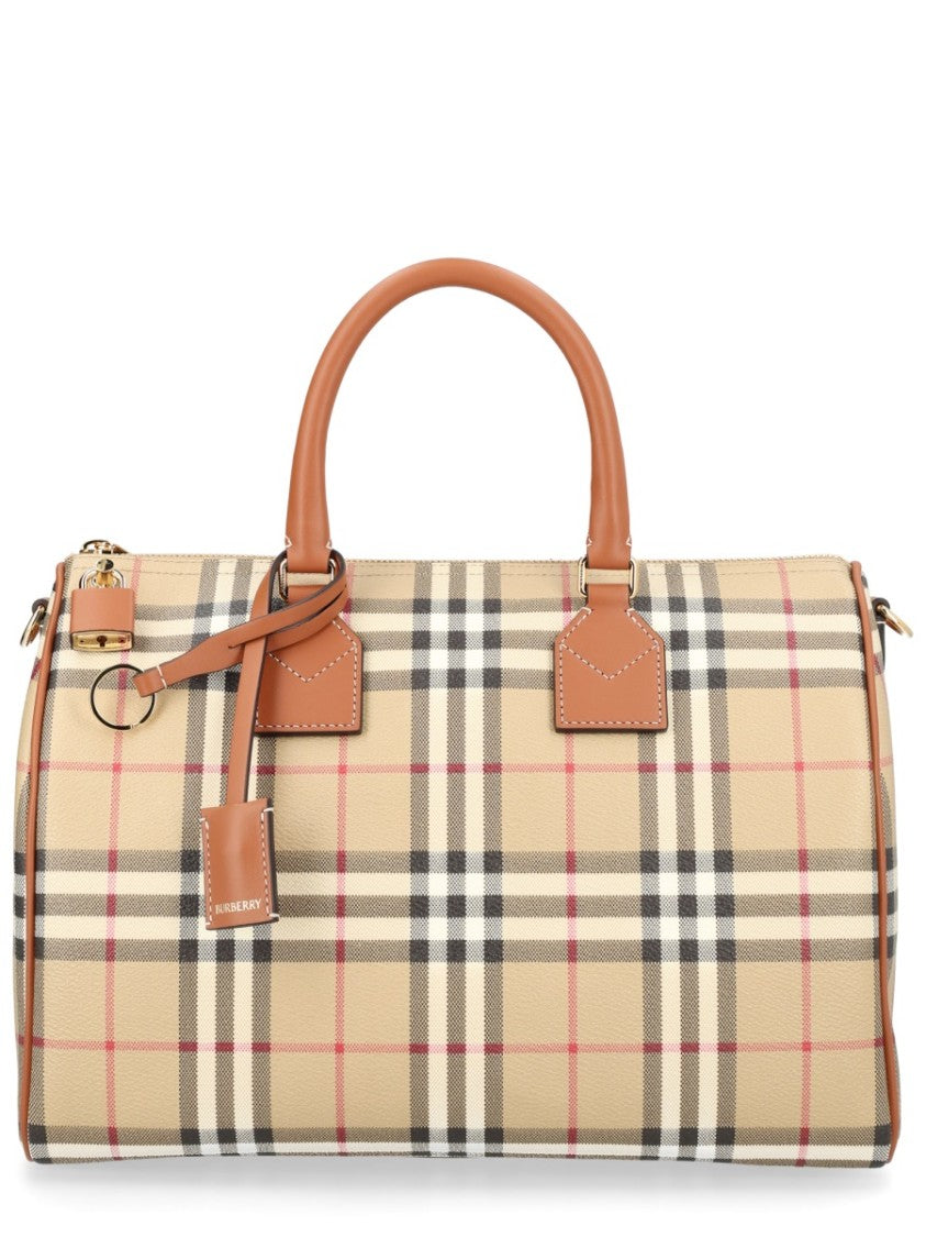 Burberry Check Pattern Medium Bowling Tote Bag