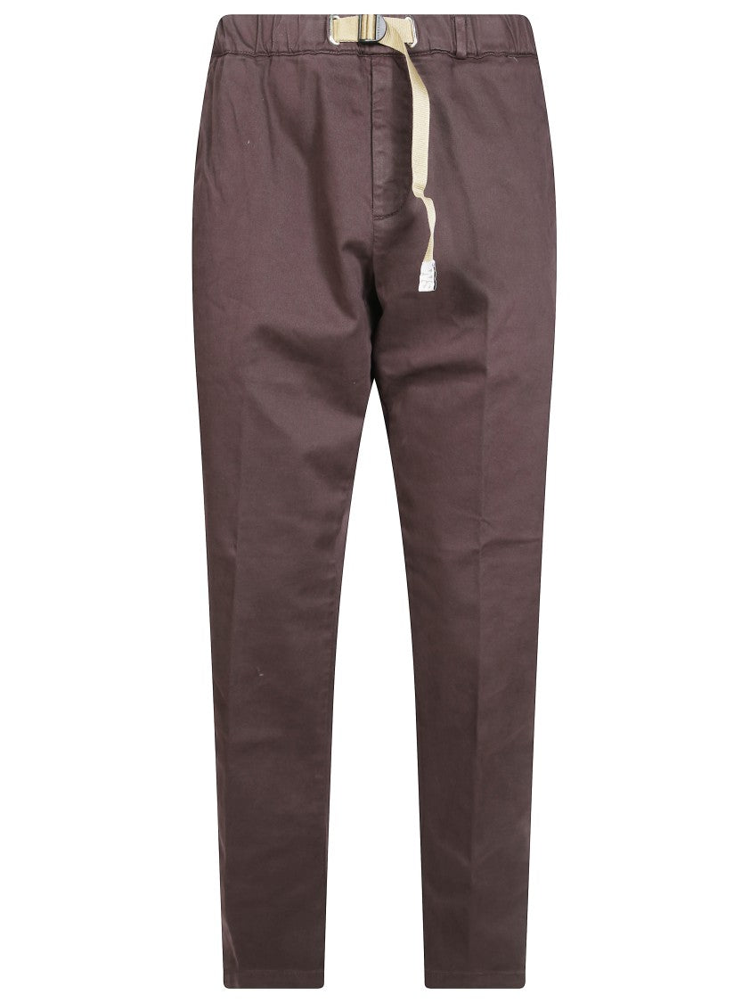 White Sand Straight-Leg Gabardine Drawstring Trousers