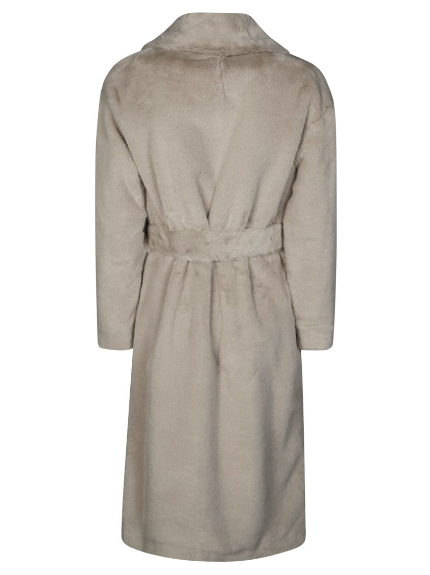 Herno Long Soft-Textured Coat With Wide Lapel