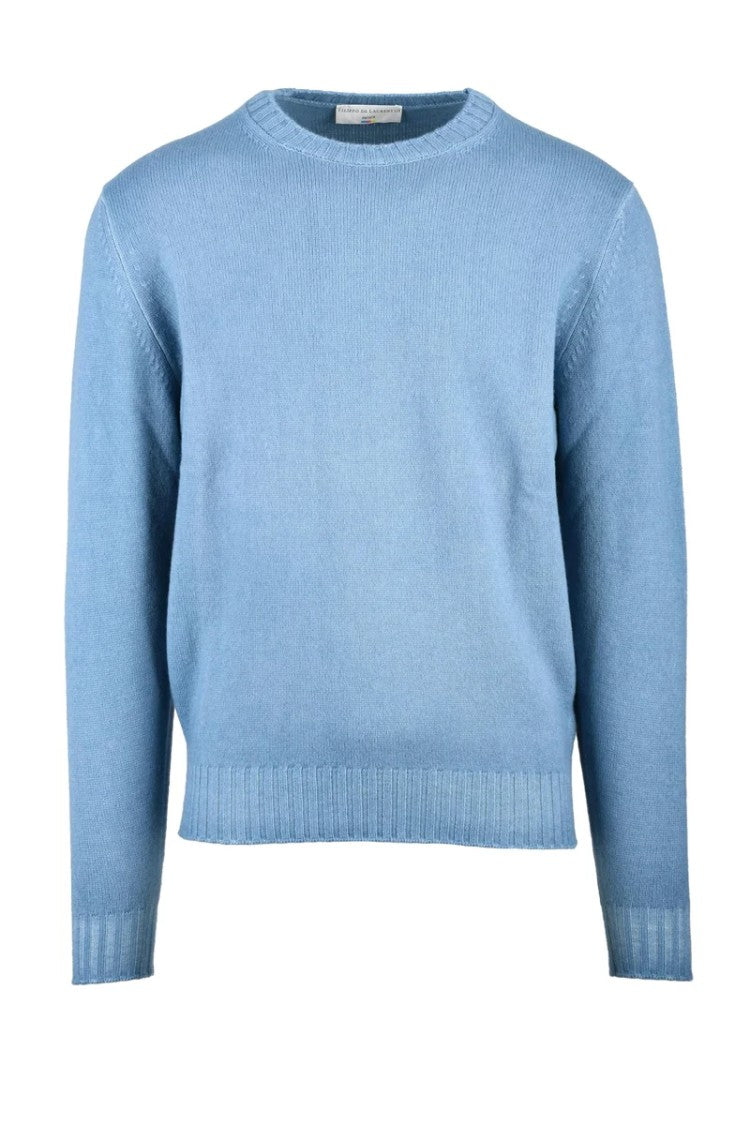 Filippo De Laurentiis Light Blue Virgin Wool Cashmere Men's Pullover