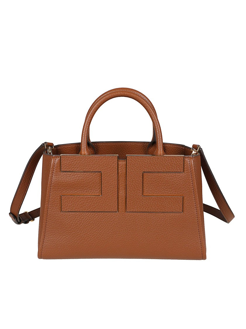 Elisabetta Franchi Structured Handbag With Geometric Embossing And Dual Carry Options