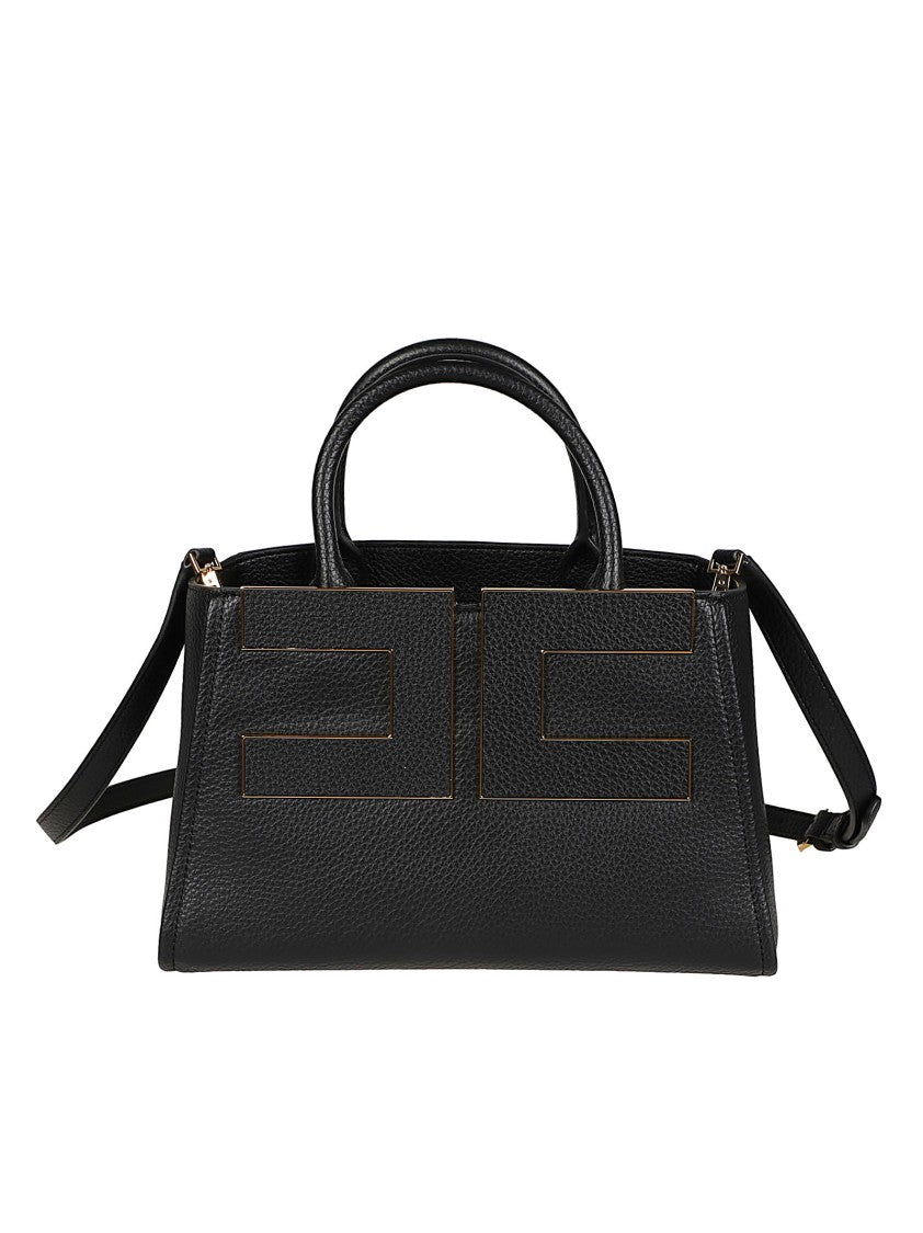 Elisabetta Franchi Structured Rectangular Handbag With Pebbled Finish And Geometric Design