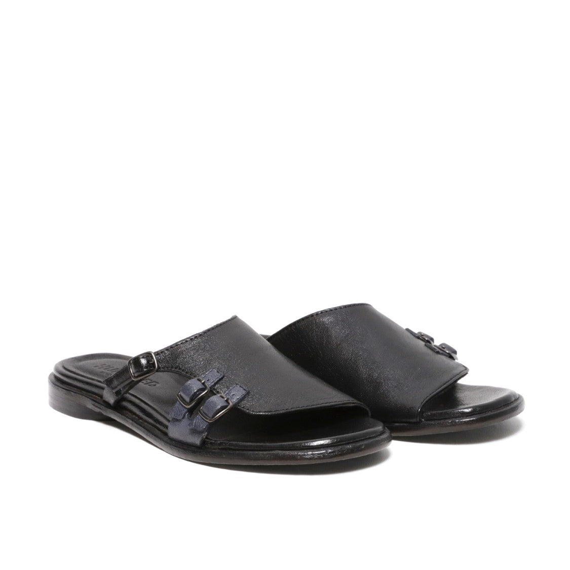 Hundred 100 Black Leather Slide Sandals