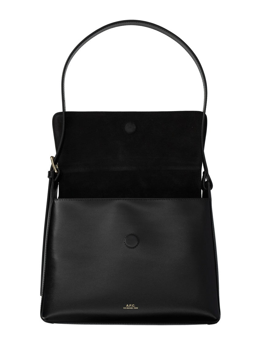 A.P.C. Rectangular Black Handbag With Flap Closure