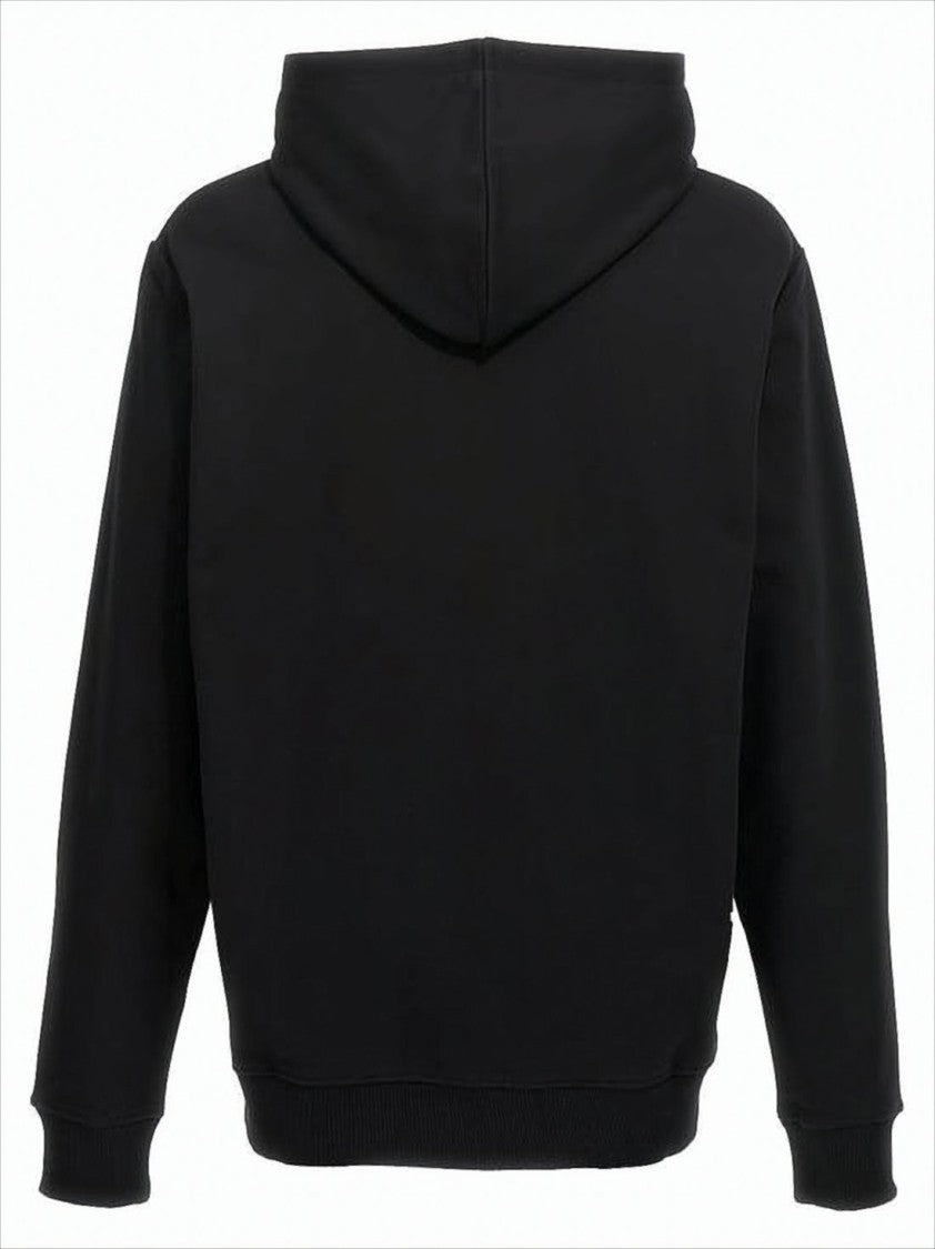 Balmain Minimalist Black Hoodie With Drawstring And Front Pocket