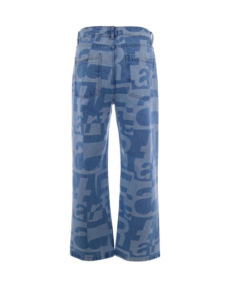 Arte Antwerp Allover Raw Denim Jeans With Abstract Letter Print
