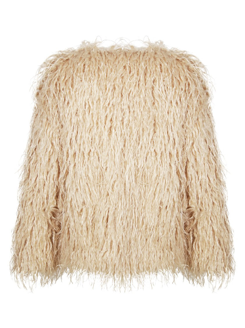 Forte Forte Short Kimono-Inspired Jacket In Eco-Friendly Mongolian Faux Fur