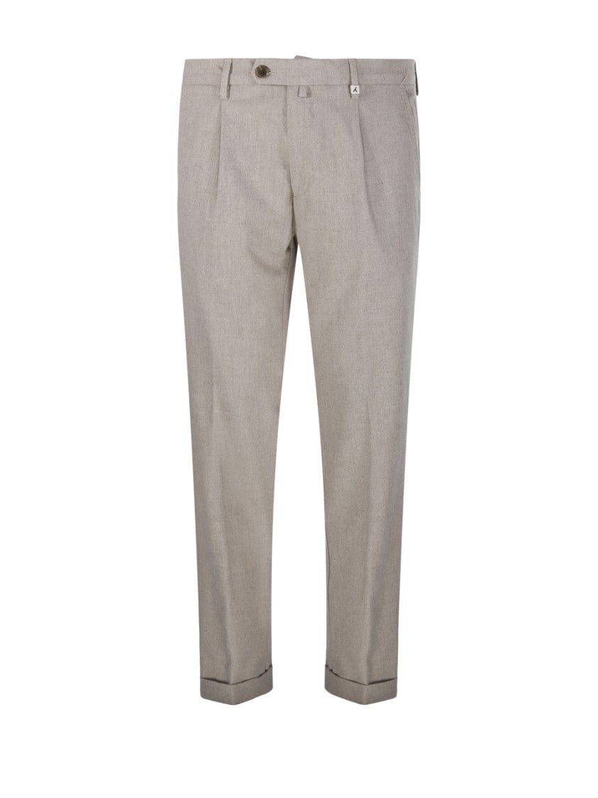 Myths Tailored Long Pants With Classic Front Pleats And Cuffed Hem