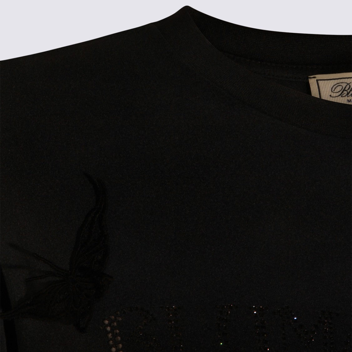 Blumarine Short-Sleeved T-Shirt With Subtle Embellishments And Butterfly Appliqués