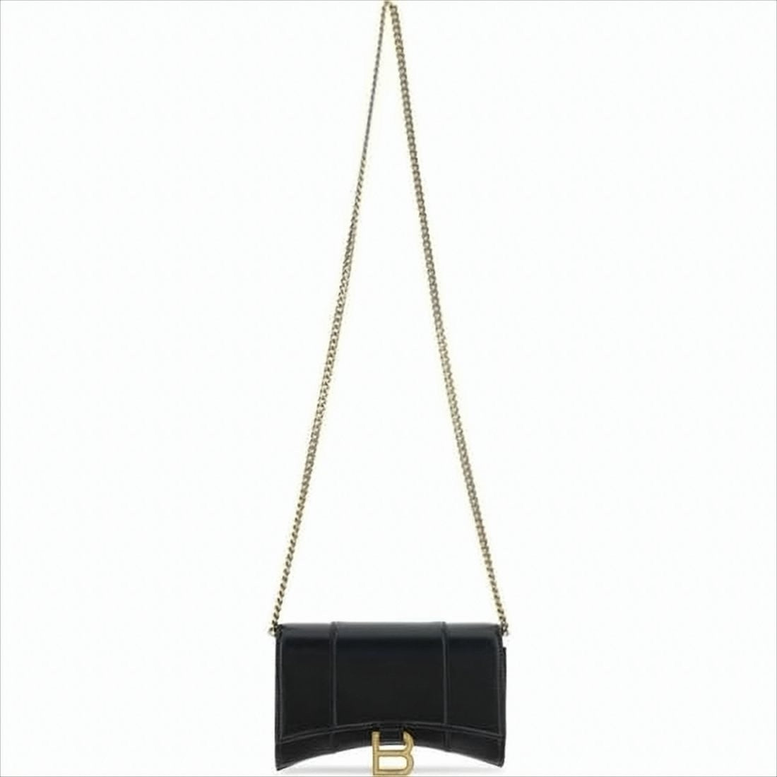 Balenciaga Structured Black Leather Crossbody Bag With Gold Clasp