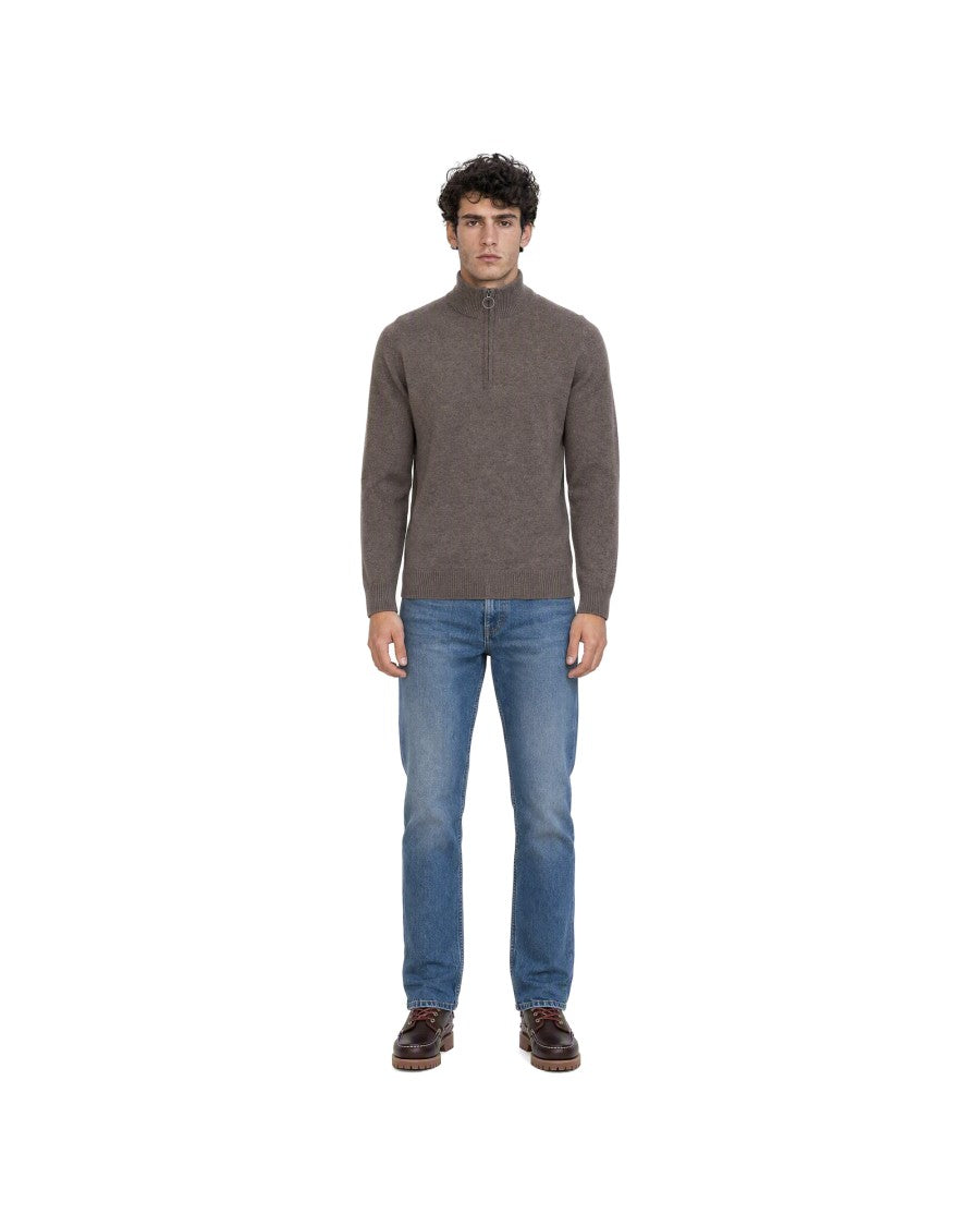 Barbour Holden Half-Zip Plaid Patch Wool Sweater