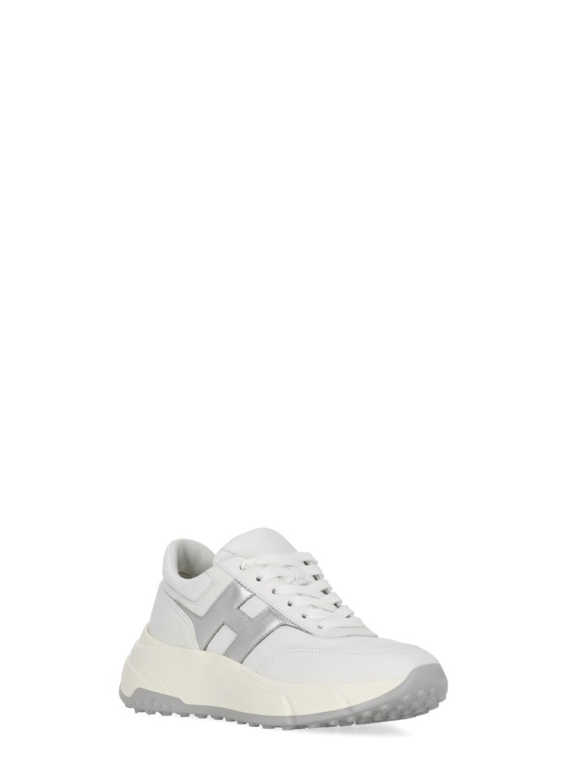 Hogan Low-Top Smooth Leather Sneakers With Silver Logo