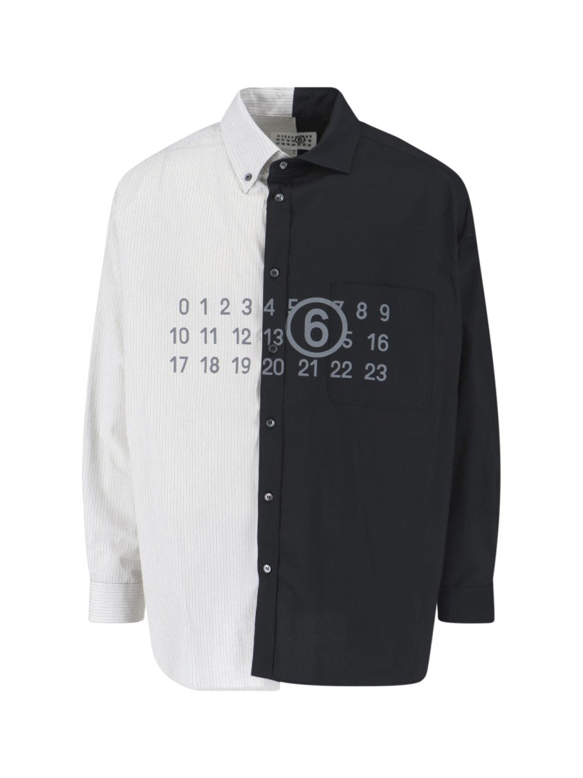 Mm6 By Maison Margiela Tailored Black Shirt With Pointed Collar And Button Cuffs