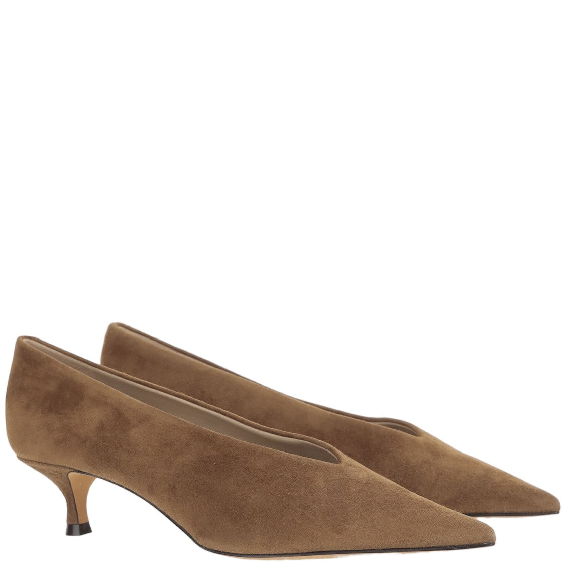 Le Monde Béryl Beige Pointed-Toe Low Kitten Heel Suede Pumps