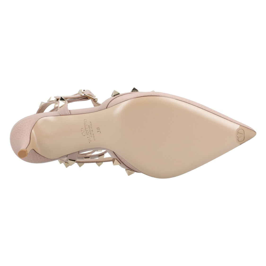 Valentino Rockstud Grainy Leather Slingbacks Pink