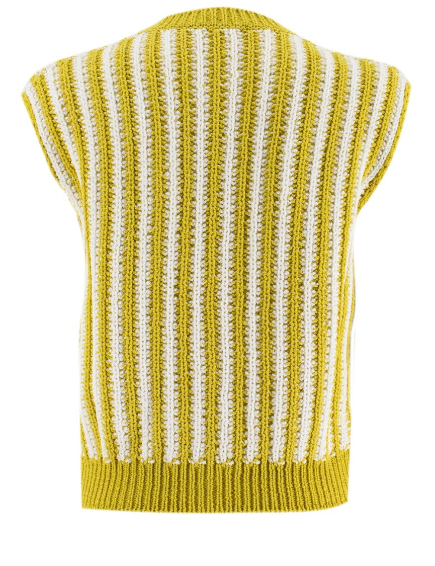 Fabiana Filippi Striped Cotton Gilet With Button-Down Front