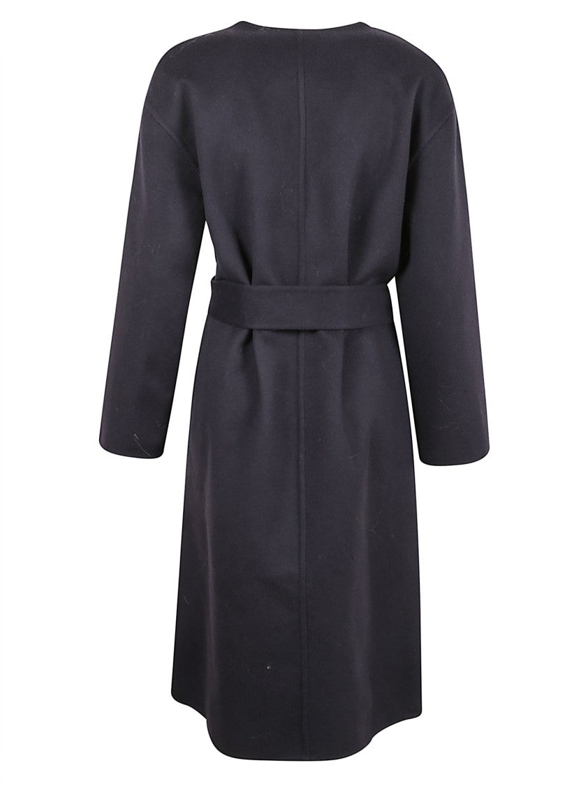 Fabiana Filippi Crewneck Coat In Double Wool