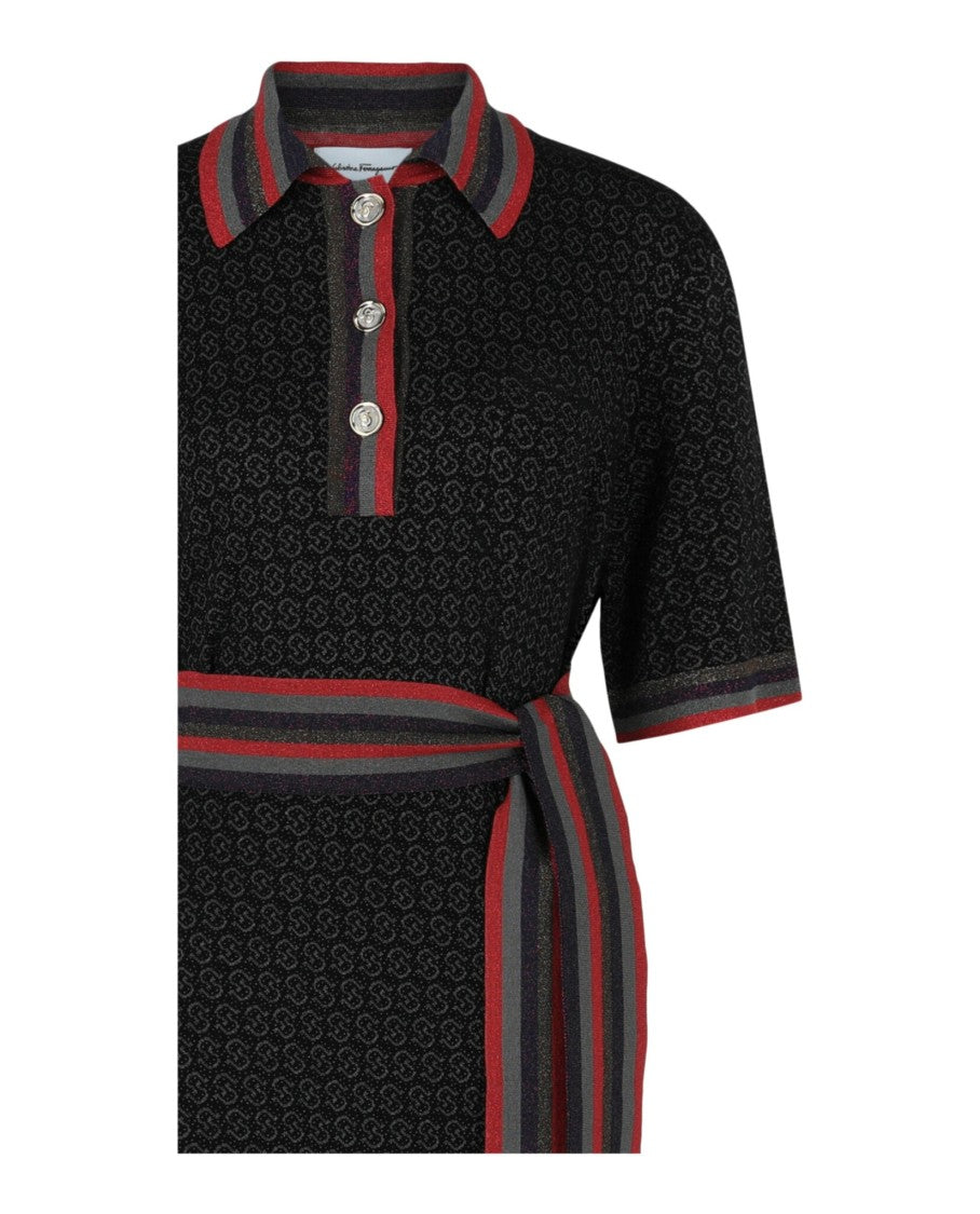 Ferragamo Gancio Quarter-Button Jacquard Dress