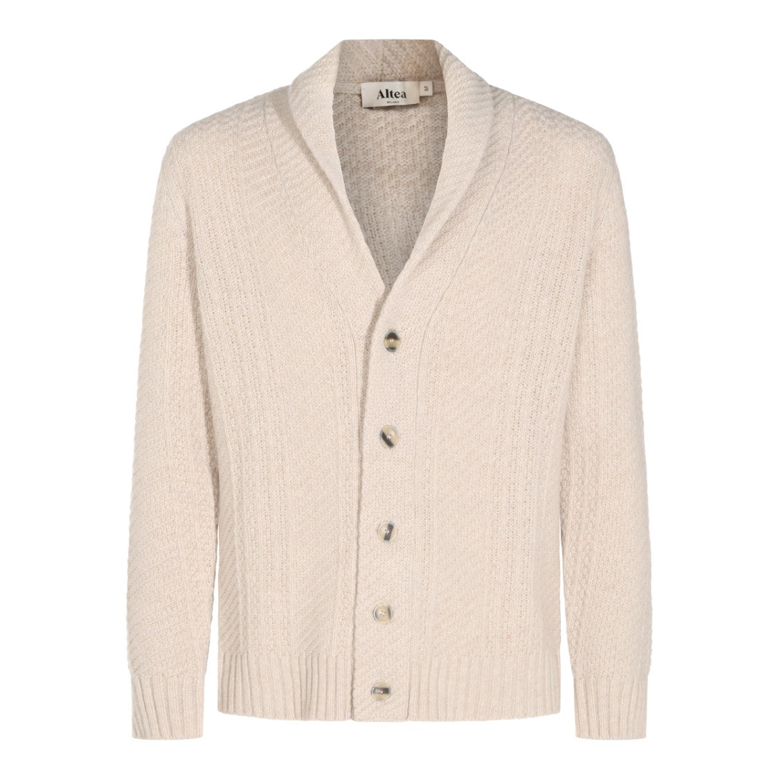 Altea Textured Knit Shawl Collar Button-Down Sweater